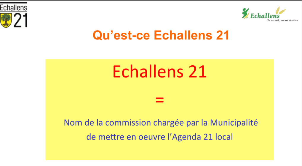 Présentation d'Echallens21 devant le Conseil Communal 2016